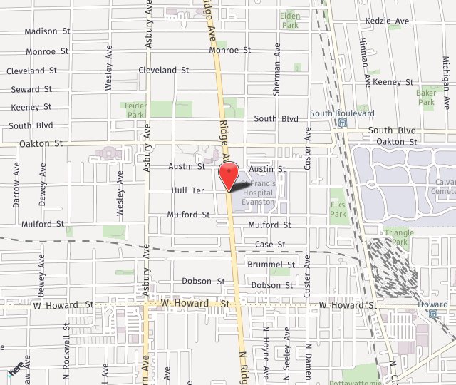 Location Map: 355 Ridge Ave. Evanston, IL 60202